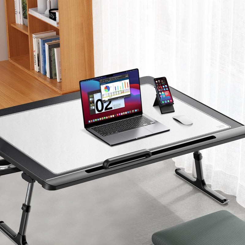 Cacoy 40" x 16" Oversized PU Leather Desk Mat, Extended Gaming Mouse Pad Writing Mat, Leather Desk Pad Blotters Protector for Office, Home, Computer, Laptop - White - Image 4